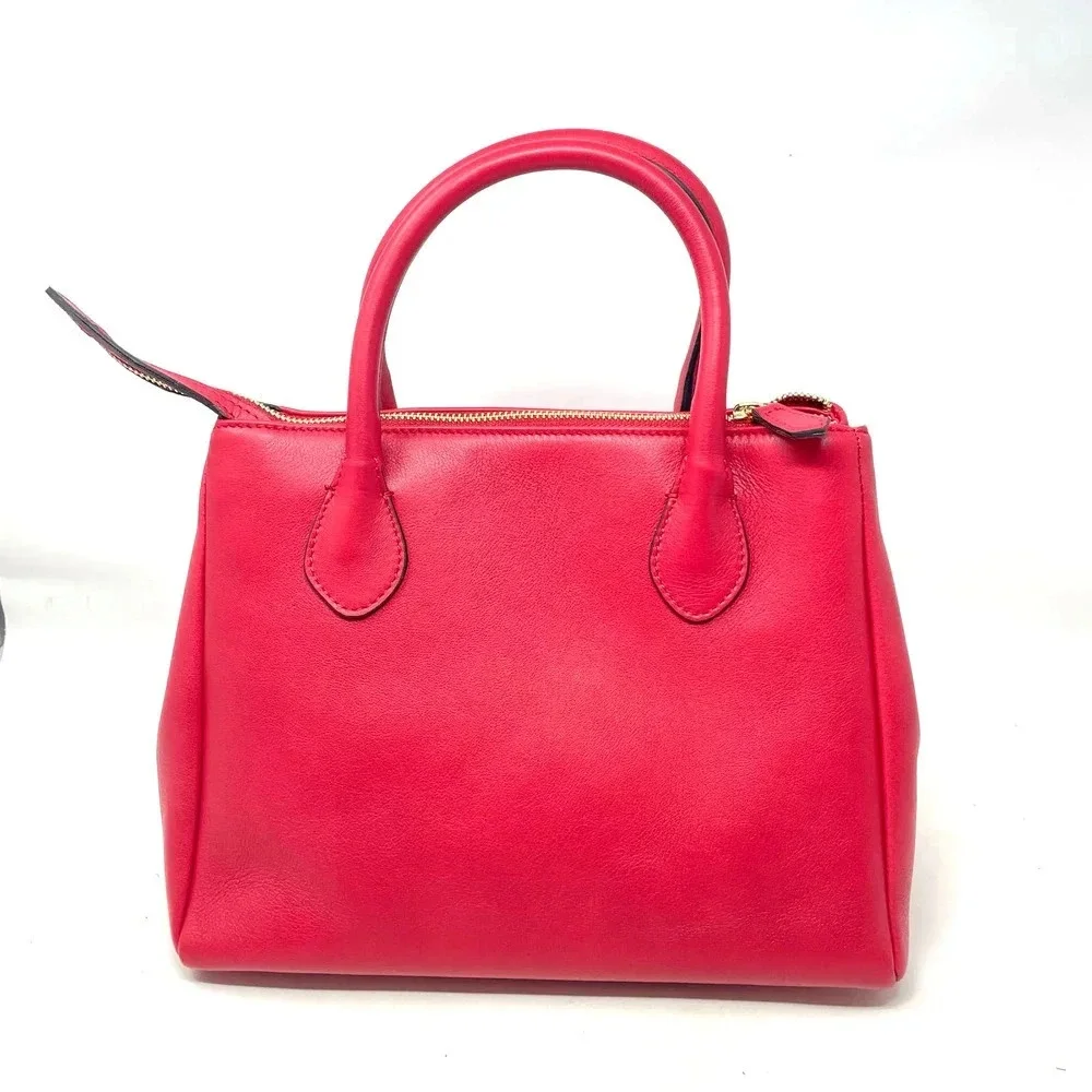 Mario Valentino Ally Leather Embossed Satchel Crossbody Bag Lipstick‎ Red